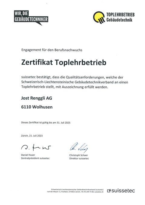 Zertifikat-Quali-Lehrbertrieb-Jost Renggli AG-2023